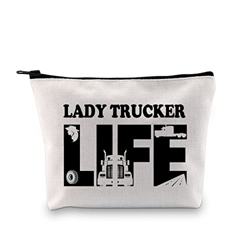 XYANFA Lady Trucker Makeup Bag Lady Trucker Life Truck Driving Gifts Womens Female Truck Driver Zipper Pouch (LADY TRUCKER LIFE)