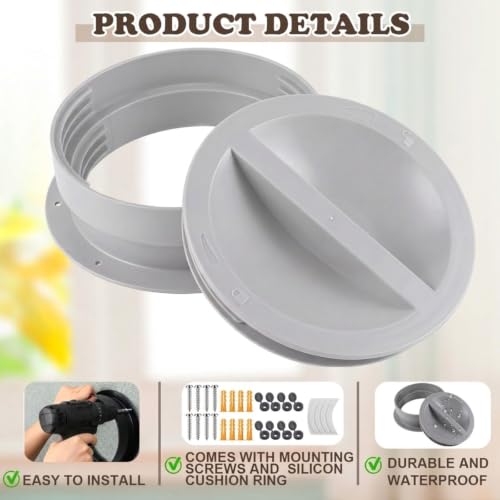 Image of 1 Portable Ac Wall Vent Connector, 6 and 6.5 Inches, Grey