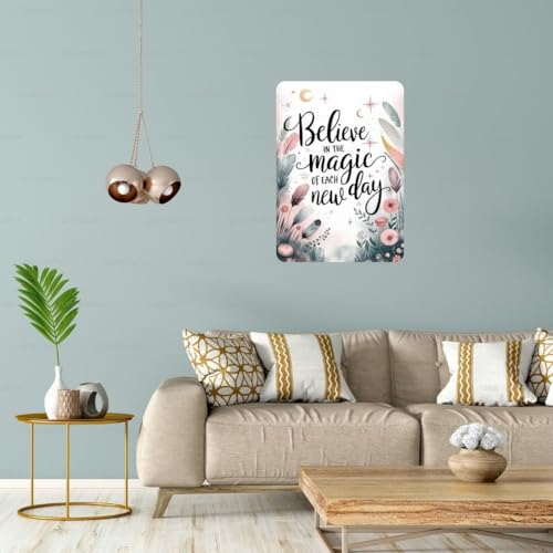 Image of Zesta Bathroom Decor Items Washroom Decor Tin Sign | Aesthetic Posters Wall Poster for Bedroom | Magnetic Cafe Decoration Items / Restaurant Decorations Items | Quirky Home Decor Bar Accent (Believe in Magic)