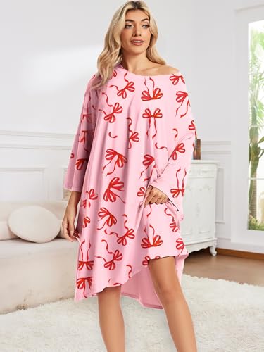 Image of CRIPOM Plus Size Moo Moos for Women Oversized Sleep Shirts for Women Oversized Nightgown with Pocket Fit S-5XL