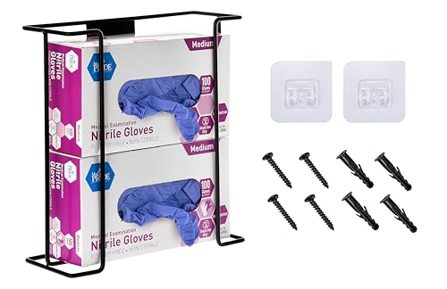 alpine glove holder for wall mount - latex glove holder wire glove dispenser for wall disposable glove box amp tissue box - fits 2 boxes black