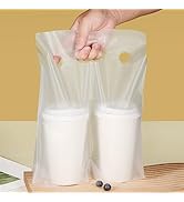 Disposable Drink Carriers BGCLOUD Drink Carrier For Delivery, 100PCS Clear Plastic Bags With Two Cup Drink Delivery Bags With Handle