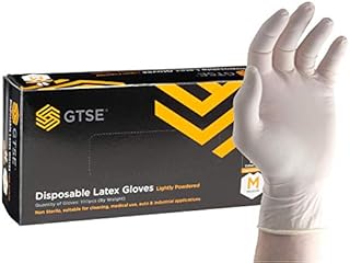 GTSE Box of 100 Latex Gloves, Size Small (S), Lightly Powdered Disposable Gloves, White, Suitable for Medical Use, Automotive, Cleaning and Industrial