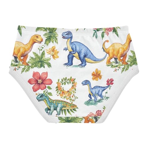 Wusikd Dinosaurs Flower Girls' Underwear Cotton Colorful Girls Briefs Soft Toddler Underwear 2T2