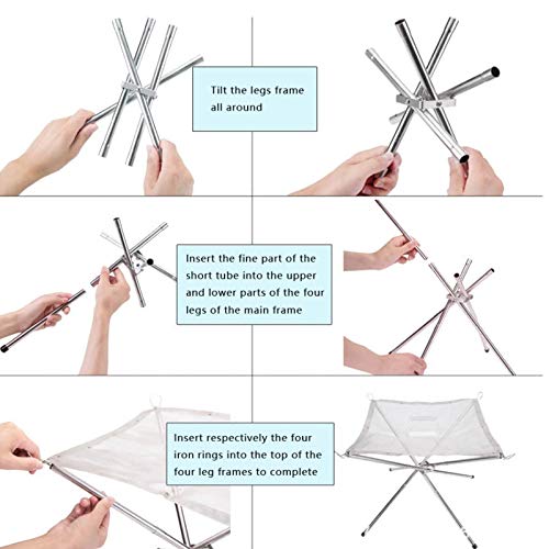 Outyfun Portable Camping Fire Pit, Extra Large 22 Inch Collapsible Stainless Steel Mesh Fire Pit Outdoor Wood Burner Foldable Campfire Stove For Patio, Barbecue, Backyard, Beach #TOP3