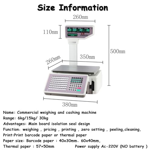 Báscula digital con impresora térmica y pantalla LCD miniatura 4