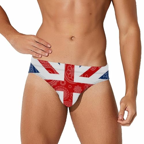 British Flag Paisley Pattern Novelty Men's Brief Swimwear Pants Swimming Trunks Beach Shorts Underwear