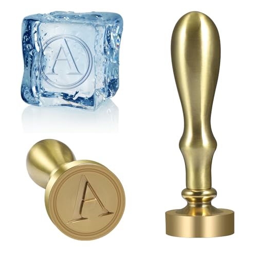 Bochino Ice Cube Stamp for Cocktails Ice Stamp Brass Head with Handle, Ice Branding Stamp for Ice Cubes Cocktail Whiskey Drinks Party Wedding Making DIY Crafting (Letter A)