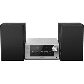 Panasonic SC-PM704EG-S Compact Micro HiFi Stereo System with CD DAB + / FM Radio USB and Bluetooth 80 W Speakers Bass Control Silver