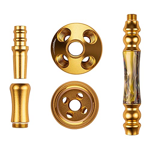 Alligator Shisha Bingo Performance, Alu-Wasserpfeife, Hookah, 4 Anschlüsse, Diffusor, LED, Gold – Bild 4