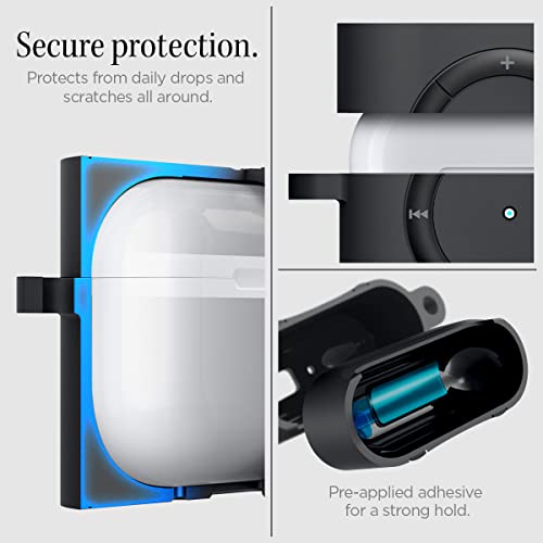 Image of Spigen for AirPods Pro 2(2022 /2023) Case, Carabiner Included, Durable, Shock-Proof Cover, (Classic Shuffle) - Charcoal