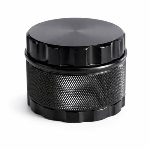Smokers Gear Dark Knight Performance Grinder 63 mm 4-teilig Aluminium Schwarz mit Pollensieb Magnetdeckel & scharfen Zähnen Premium Kräutermühle