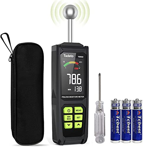 Testeur Humidité, Tadeto Humidimetre avec écran LCD couleur et fonction d'alarme，Profondeur d'analyse de 20 à 40 mm，pour murs, bois, maçonnerie, béton, gypse, matériaux de construction（Noir）