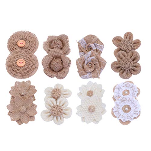 Besportble Lot De 24 Fleurs En Toile De Jute Naturelle Et Dentelle Rose Et Hibiscus Avec Perle Vintage Rustique Decoration De Mariage Pour La Ferme Fournitures De Bricolage Circulaire En Ligne