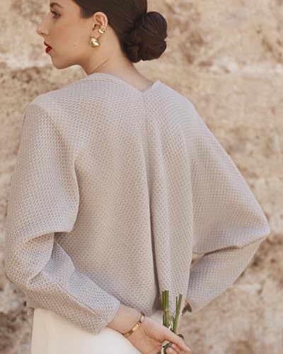 Elegant Wedding Cover Up, Bridal Wrap Shawl, Open Front Cardigan Bolero (GRAY)3