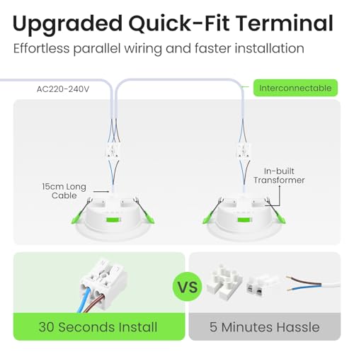 ALUSSO LIGHTING Einbaustrahler Led,68mm Lochmaß 4W LED Einbaustrahler 230V Dimmbar, IP44 Warmweiß 3000K Neutralweiß 4000K Kaltweiß 6500K Deckenspots für Badezimmer Küche Wohnzimmer,Weiß,12er Set