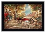 Riverwalk Charm by Ruane Manning - 25' x 36' Framed Canvas Art Print - Black Frame - Ready to Hang