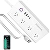 ZigBee Smart Plug Power Strip, Surge Protector with 4 Individually Controlled Smart Outlets and 4 USB Ports, 5FT Flat Extension Cord, Only for 2.4 GHz Wi-Fi, Compatible with Alexa & Google Home