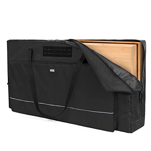 GOBUROS Cornhole Carrying Case Fits Regulation Size Board, Cornhole Carrying Bag with Front Sandbag Pockets, Two-Ways Zipper and Padded Shoulder Strap, Only Bag