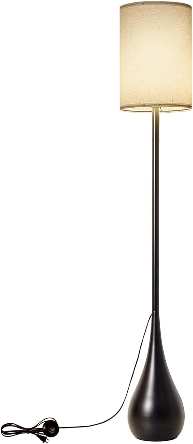 Floor Lamp for Living Room 59 inch Height Black Modern Floor Lamps Warm Light(3000k) Sturdy Teardrop Base Retro Corner Standing Lamp for Bedroom Office Reading (1.5m)