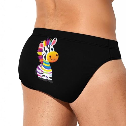 Colorful Zebra Printed Swim Briefs for Men Sexy Bikini Swimwear Elastic Beach Trunks Bathing Suit4
