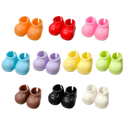 Doll Shoes for 17cm Doll,10 Pairs Cute Mini Shoe Accessories for 17cm Dolls Sitting Standing Series 10 Colors Silicone Doll Rain Shoes Boots