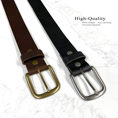 BS1300 Genuine One Piece Full Grain Buffalo Leather Casual Jean Belt 1-1/2"(38mm) Wide, Big and Tall Size Up to 60"3