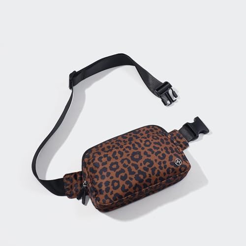 Image of Pander Everywhere Belt Bag for Women, 5 Zipper Pockets Nylon Crossbody Fanny Pack Purse (Midnight Leopard)