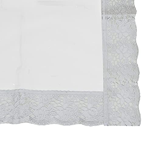 Image of Table Cloth, Center Table Cover, PVC Rectangular Table Cover, 15 mm Thick for Home, Hotel, Office & Restaurant, White Lace (40x60 Inch)