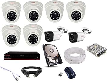 CP PLUS 6 Dome 2 Bullet Camera (1.3mp), 1 TB Hard Disk, 8 Channel Power Supply, 8 Channel dvr, 90 mtr. Wire Bundle, BNC and DC Connectors with All Accessories