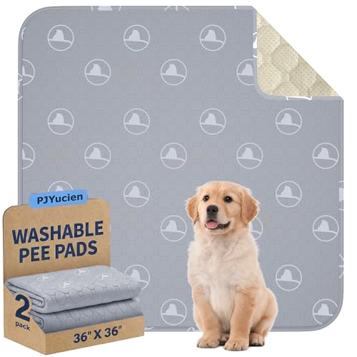 PJYuCien 2 Pack 36'x36' Reusable Playpen Training Pad for Puppies, Gray