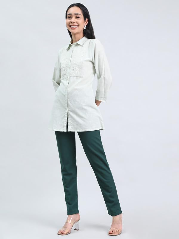 Image of GO COLORS Ponte Smart Kurti Pants Full Length for Women | Breathable, Mid Rise