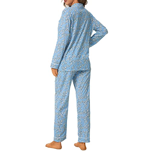 Image of Tugege Pajamas Set Long Sleeve Sleepwear Womens Button Down Nightwear Pj Sets