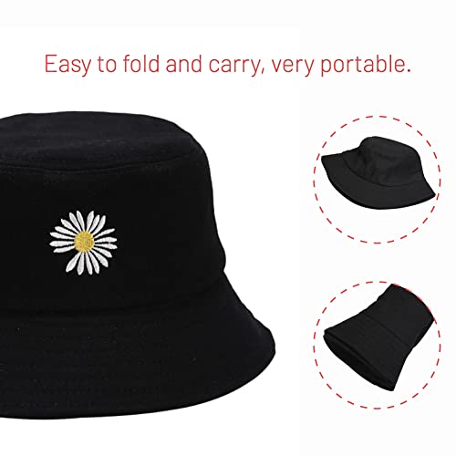 Image of Cotton Bucket Hat for Women Men Summer Travel Sun Beach Bucket Cap, Unisex Outdoor Fisherman Hat