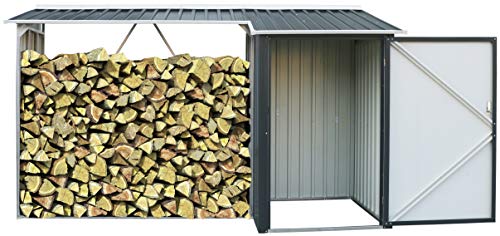 Duramax Metallgerätehaus Kaminholzregal mit Aufbewahrungsschrank anthrazit – Bild 5