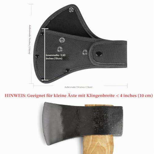 Linkidea Nylon-Axtmesserscheide für 10,2 cm Axtkante, Doppelschnapp-Beil, Schutztasche, Holzwerkzeuge, Scheide für Arbeiten im Freien (schwarz)