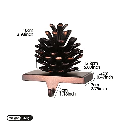 Pine Cones Christmas Stocking Holder For Mantel Christmas Stocking Hangers For Fireplace Mantle Stocking Hook For Fireplace Shelf Holiday Christmas Decor (Pinecone) #TOP1