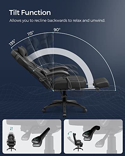 Bürostuhl SONGMICS ergonomischer Gaming-Stuhl mit Fußstütze