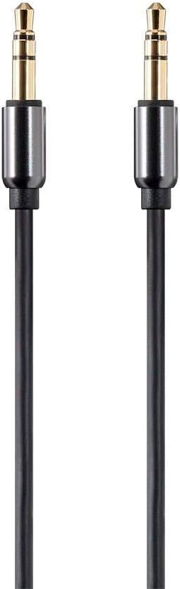 Monoprice Auxiliary Audio Cable - 3.5mm TRS, Gold Plated, 6 Feet, Black - Onyx Series