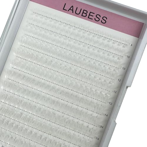 Colored Lash Clusters LAUBESS White Colored Eyelash Clusters Wispy Colored Lash Extensions Colorful Lash Clusters Individual Lashes (White 40D-0.07D-Mix8-16)