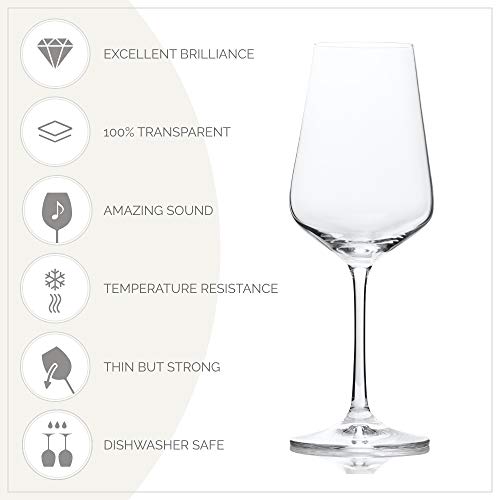 Red Wine Glasses (Set of 6) - Elegant, Durable & Crystal Clear Wine Stemware, 100% Lead Free, Made in Europe, 11.8 Ounce