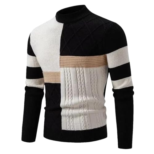 Men's Casual Warm Color Matching Sweater Long Sleeve Knit Top Jumper2