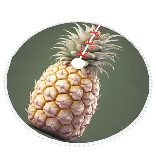 Jupe de sapin de Noël ananas 122 cm avec pompons double couche élégants