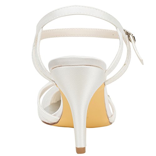 Emily Bridal Ivory Wedding Shoes Lace Pointed Toe Rhinestones Slingbacks High Heel Pumps4