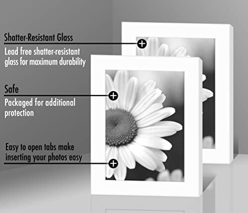 Image of Americanflat 4x6 Picture Frame with Shatter-Resistant Glass - Set of 2 - Signature Collection - Gallery-Style Frames Made of Engineered Wood - Picture Frames for Tabletop and Wall Display - White