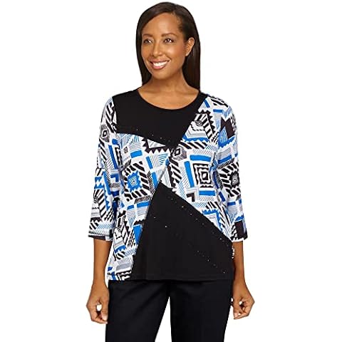 Alfred Dunner Camiseta de Punto con Empalme Geométrico para Mujer Cover