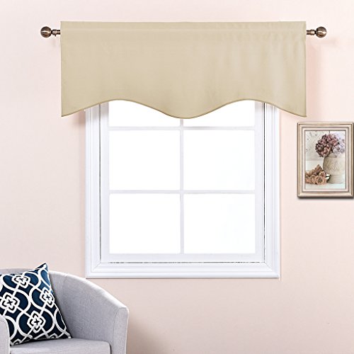 Nicetown Thermal Room Darkening Valance - Short Curtain 52 Inches By 18 Inches Scalloped Valance For Living Room, Kids Room, Dorm, Nursery, Kitchen, Bow Window (Biscotti Beige, Single Panel) #TOP4