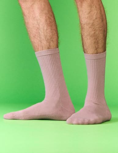 HUE Men's Casual Ribbed Must-Have Crew Lightweight Athletic Super Soft Socks 3 Pair Pack3