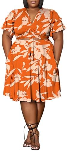 Women's Summer Plus Size 2 Piece Outfits Casual Short Sleeve Band...