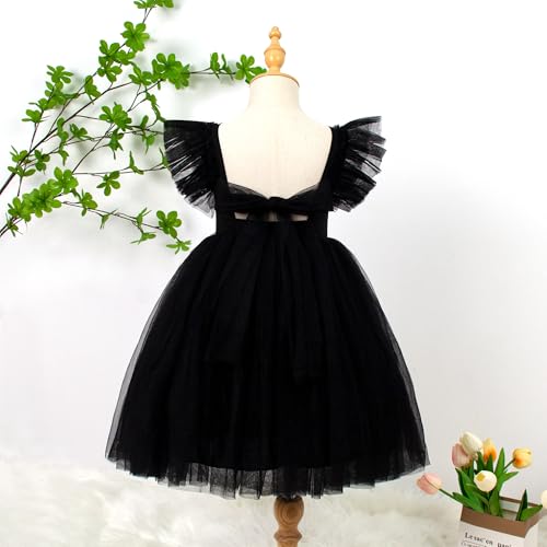 LYSMuch 18M-7Y Toddler Girls Princess Tutu Dress Ruffled Sleeve A-Line Vintage Tulle Girl Solid Dresses for Party4
